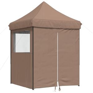 vidaXL Partyzelt Faltbar Pop-Up mit 4 Seitenteilen Braun