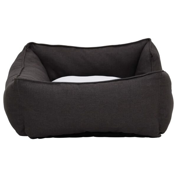 vidaXL Hundebett Dunkelgrau-Wei&szlig; 65x50x20 cm Fleece Leinenoptik
