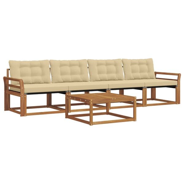 vidaXL Outdoor-Sofagarnitur mit Kissen 5 pcs Natur und Beige