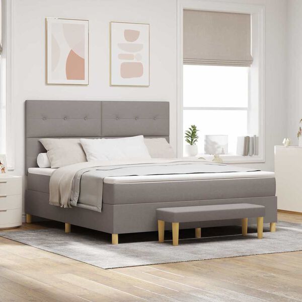 vidaXL Boxspringbett mit Matratze Taupe 180 x 200 cm Stoff