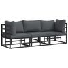 vidaXL 3 stk. Gartenm&ouml;bel Metall Schwarz und Anthrazit