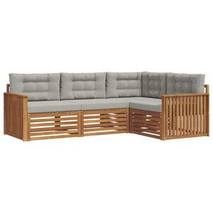 vidaXL Outdoor-Sofagarnitur mit Kissen 4 pcs Nat&uuml;rlich und Hellgrau