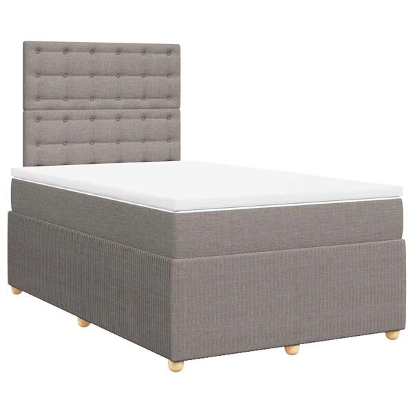 vidaXL Boxspringbett mit Matratze Taupe 120x190 cm Stoff