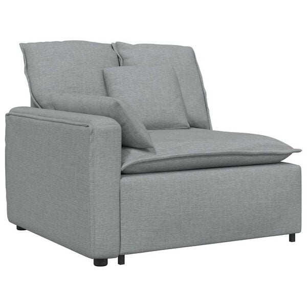 vidaXL Modulares Sofa Endmodul mit Armlehne Kissen Hellgrau 100 cm