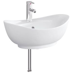 vidaXL Waschbecken mit Wasserhahn und Abfluss Chrom 59 x 35 x 21 cm