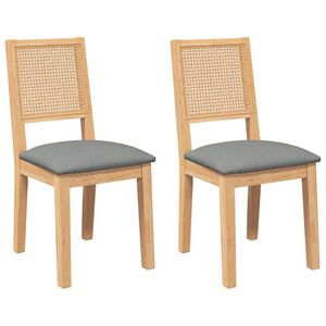 vidaXL Esszimmerst&uuml;hle mit Kissen 2 Stk. Massivholz Gummibaum