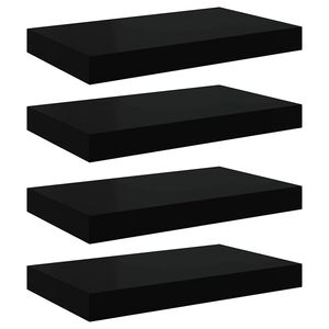 vidaXL Schweberegale 4 Stk. Schwarz 40x23,5x3,8 cm MDF