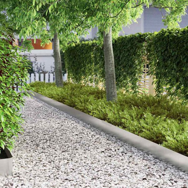 vidaXL Raseneinfassung Silber 450 x 0,05 x 15 cm Verzinkter Stahl