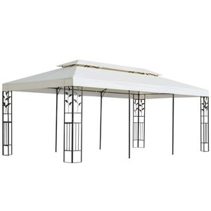 vidaXL Pavillon mit Doppeldach Wei&szlig; 6x3 m Stahl