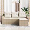 vidaXL Sofa Set mit Kissen 4 pcs Beige und Wei&szlig; Poly-Rattan