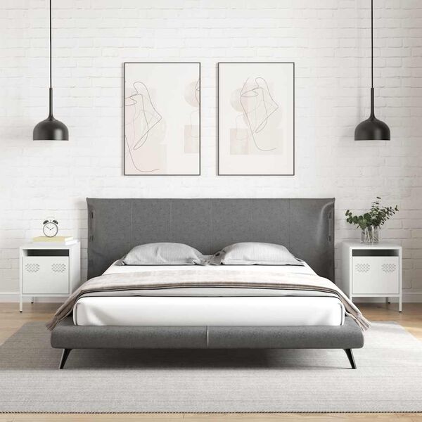 vidaXL Nachttische 2 Stk. Wei&szlig; 35x39x43,5 cm Stahl