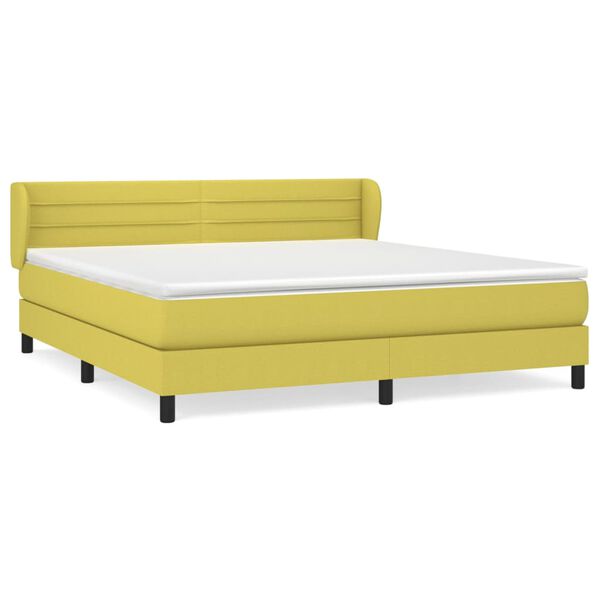 vidaXL Boxspringbett mit Matratze Gr&uuml;n 180x200 cm Stoff