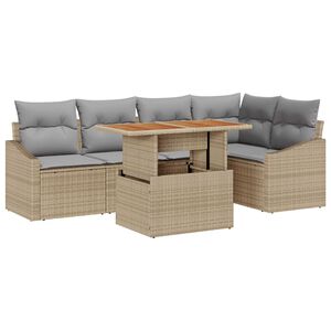 vidaXL Garten-Sofa-Set mit Speicher 6 pcs Beige Poly Rattan