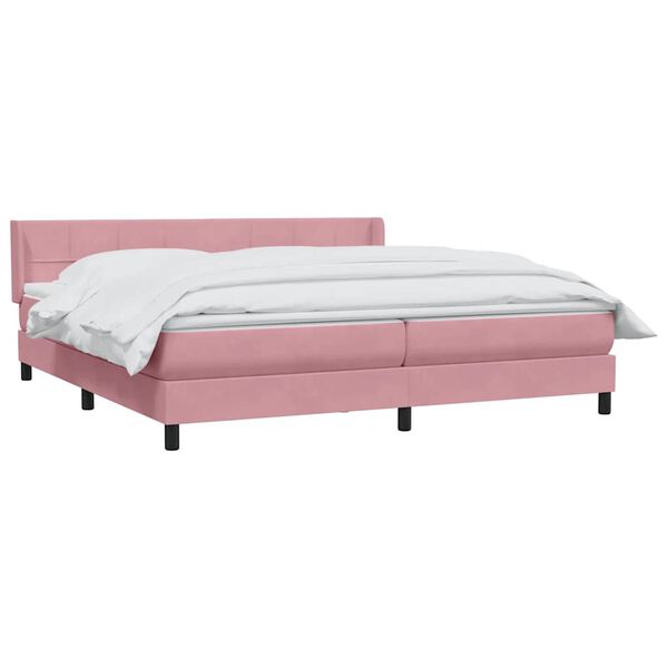 vidaXL Boxspringbett mit Matratze Rosa 180x210 cm Samt