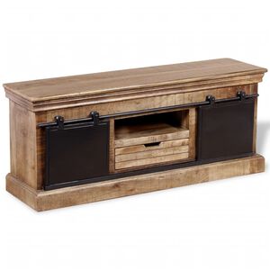 vidaXL TV-Schrank mit 2 Schiebet&uuml;ren Massivholz Mango 110x30x45 cm