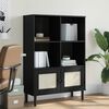 vidaXL Bücherschrank SENJA Rattan-Look Schwarz 90x35x130cm Kiefernholz