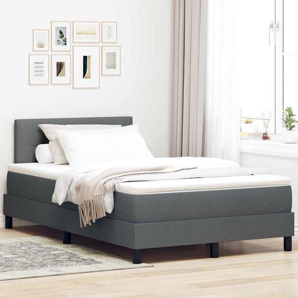 vidaXL Boxspringbett mit Matratze Dunkelgrau 120 x 190 cm Stoff