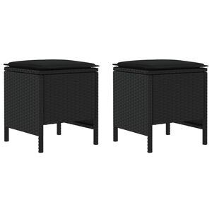 vidaXL Garten-Fu&szlig;hocker 2 St&uuml;ck Schwarz 38 x 38 x 45 cm PE-Rattan