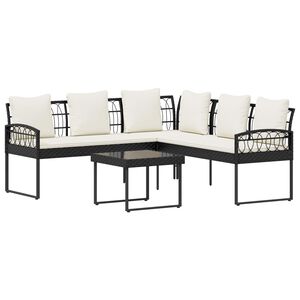 vidaXL Garten-Sofaset mit Kissen 2 pcs Schwarz Stahl