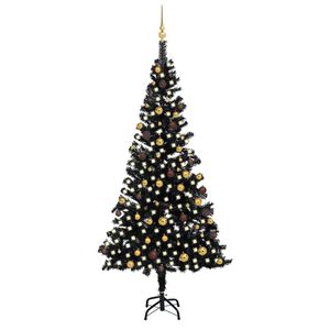 vidaXL K&uuml;nstlicher Weihnachtsbaum Beleuchtung & Kugeln Schwarz 240 cm