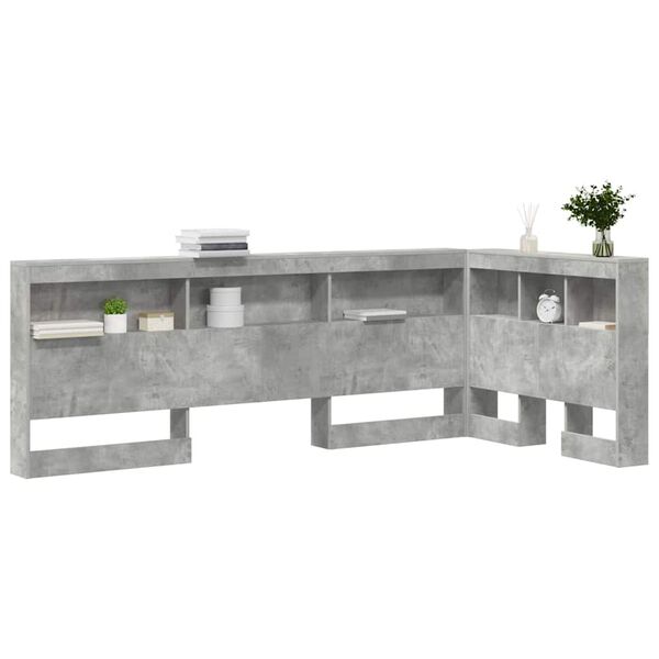 vidaXL Aufbewahrungskopfteil mit Regal Beton Grau 90 cm Holzwerkstoff