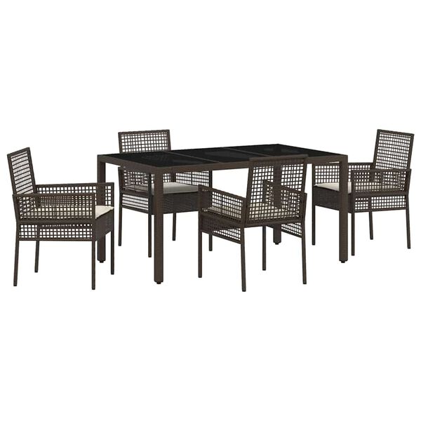 vidaXL Garten Essgruppe 5 pcs Braun Poly-Rattan