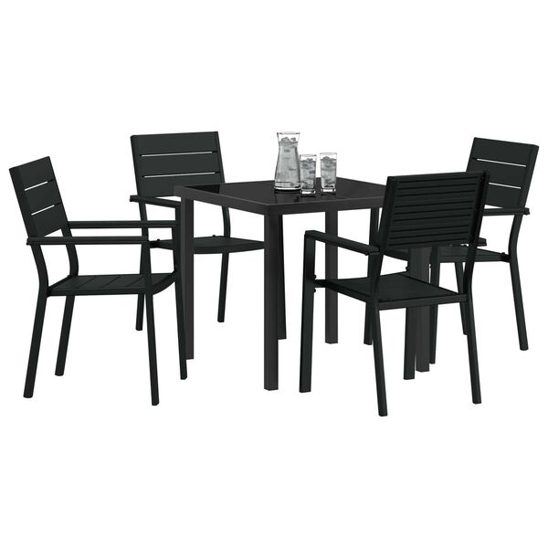 vidaXL Garten Essgruppe 5 pcs Schwarz Pulverbeschichteter Stahl