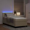 vidaXL LED Boxspringbett Hellgrau und Wei&szlig; 100 x 200 cm Cordstoff