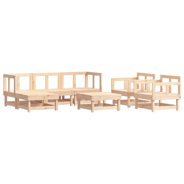 vidaXL 7-tlg. Garten-Lounge-Set mit Kissen Massivholz