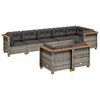 vidaXL 8-tlg. Garten-Sofagarnitur mit Kissen Grau Poly Rattan