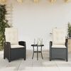 vidaXL Gartensessel mit Kissen 2 Stk. Verstellbar Schwarz Poly Rattan