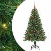 vidaXL K&uuml;nstlicher Weihnachtsbaum mit Beleuchtung & Kugeln Gr&uuml;n 210 cm