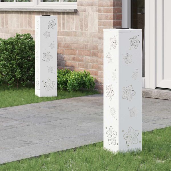 vidaXL Solar LED Weg Licht 2 pcs Wei&szlig; Kalt gewalzter Stahl