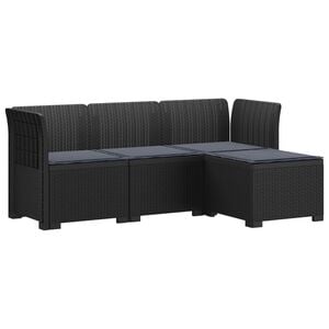 vidaXL 4-Sitzer Garten Sofa mit Kissen Rattan Look PP Anthrazit
