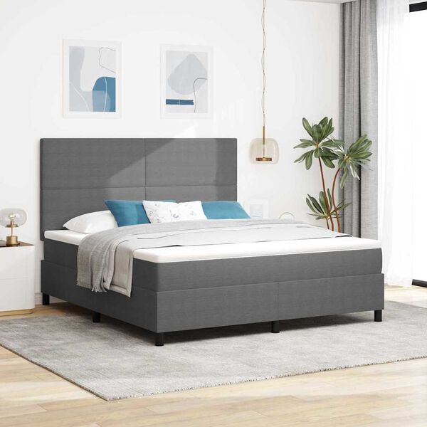 vidaXL Boxspringbett Hellgrau und Wei&szlig; 203 x 180 x 128 cm Cordstoff