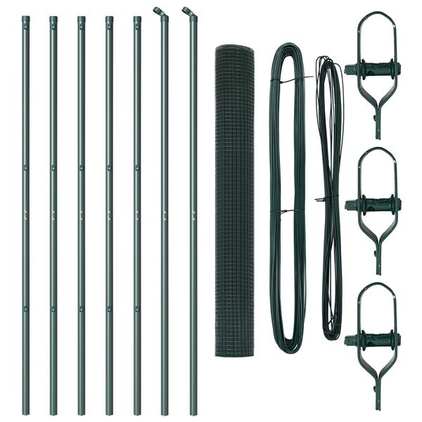 vidaXL Zaunpfosten Gr&uuml;n 10 x 1,4 m (16 x 16 mm Maschen) Stahl und PVC