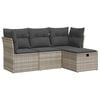 vidaXL 4-tlg. Garten-Sofagarnitur mit Kissen Hellgrau Poly Rattan