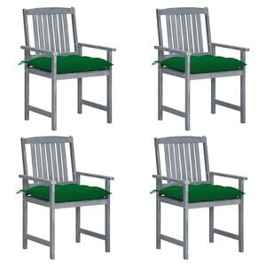 vidaXL Gartenst&uuml;hle mit Kissen 4 Stk. Grau Massivholz Akazie
