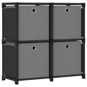 vidaXL W&uuml;rfelregal mit 4 Boxen Schwarz 69x30x72,5 cm Stoff