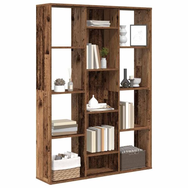 vidaXL Raumteiler/B&uuml;cherregal Altholz-Optik 100x24x140cm Holzwerkstoff