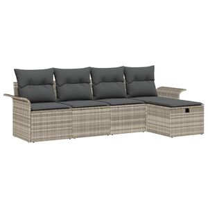 vidaXL Gartensofa-set mit Kissen 5 pcs Hellgrau Poly-Rattan