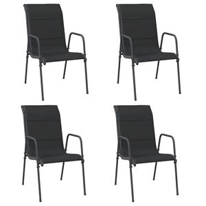 vidaXL Gartenst&uuml;hle 4 Stk. Stahl und Textilene Schwarz
