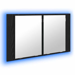 vidaXL Badezimmerspiegelschrank Schwarz Eichen-Optik 80 x 12 x 45 cm