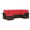 vidaXL 6-teiliges Gartensofa-Set mit Kissen, braun, Polyrattan