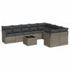 vidaXL 10-tlg. Garten-Sofagarnitur mit Kissen Grau Poly Rattan