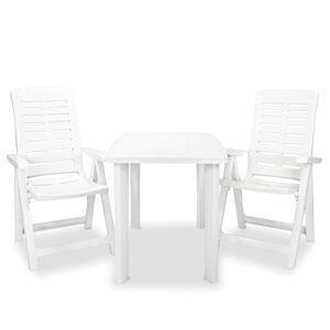 vidaXL 3-tlg. Bistro-Set Kunststoff Wei&szlig;