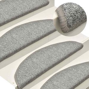 vidaXL Stufenmatten 15 Stk. 56x17x3 cm Hellgrau Halbrund