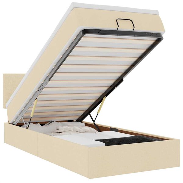 vidaXL Ottoman-Bett mit Matratze Creme 90x190 cm Stoff