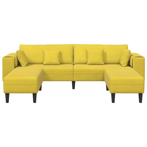 vidaXL Sofa mit Kissen 3 pcs Gelb Samt