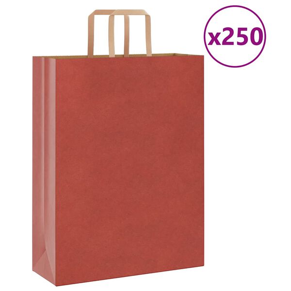 vidaXL Papiertragetaschen 250 Stk. mit Henkeln Rot 32x12x42 cm